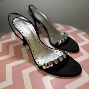 BCBGirls Black Satin Dress Heel Size 8
